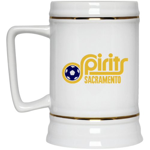Sacramento Spirits  Beer Stein Mug Ceramic  22 Oz. Capacity ASL Soccer Team color White