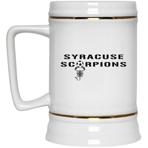 Syracuse Scorpions Beer Stein Mug Ceramic 22 Oz. Capacity ASL Soccer Team color White