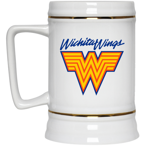 Wichita Wings Beer Mug Stein Ceramic 22 Oz. Capacity MISL Soccer Team color White