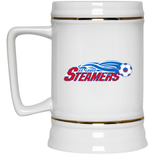 St. Louis Steamers Beer Stein Mug Ceramic 22 Oz. Capacity MISL Soccer Team color White