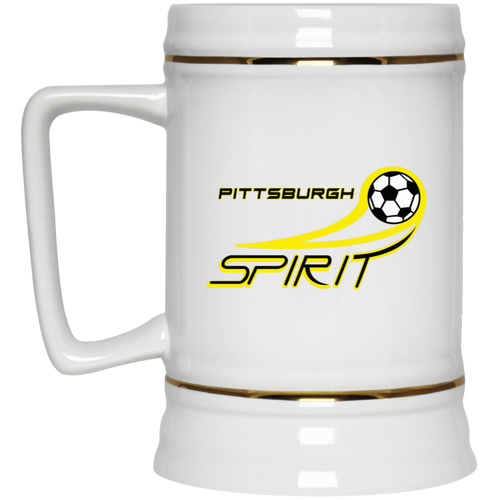 Pittsburgh Spirit Beer Stein Mug Ceramic 22 Oz. Capacity MISL Soccer Team color White