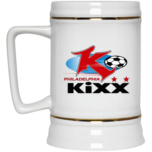 Philadelphia Kixx Beer Mug Stein Ceramic 22 Oz. Capacity MISL Soccer Team color White