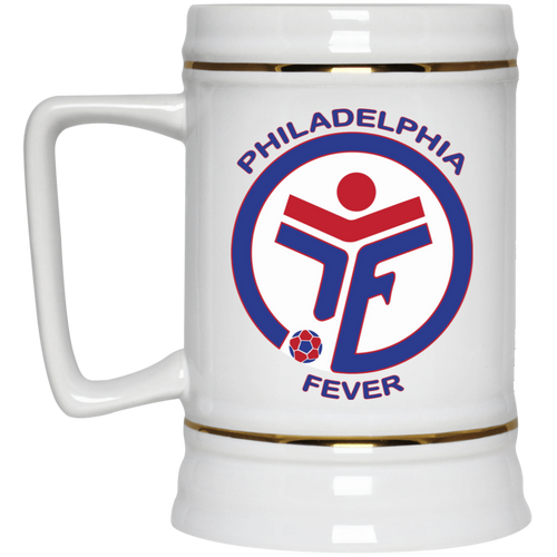 Philadelphia Fever Beer Mug Stein Ceramic 22 Oz. Capacity MISL Soccer Team color White