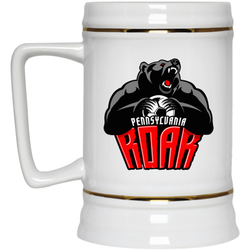 Pennsylvania Roar Beer Mug Stein Ceramic 22 Oz. Capacity MISL Soccer Team color White