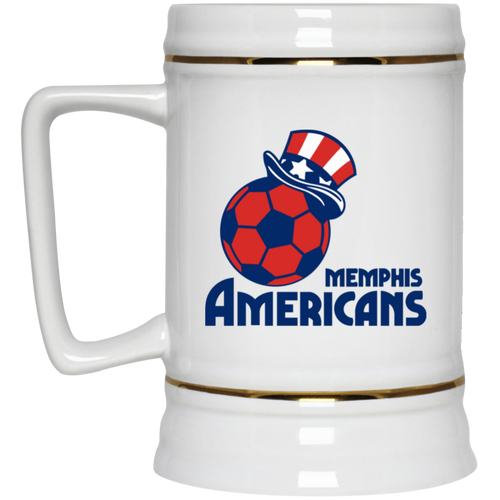 Memphis Americans Beer Mug Stein Ceramic 22 Oz. Capacity MISL Soccer Team color White