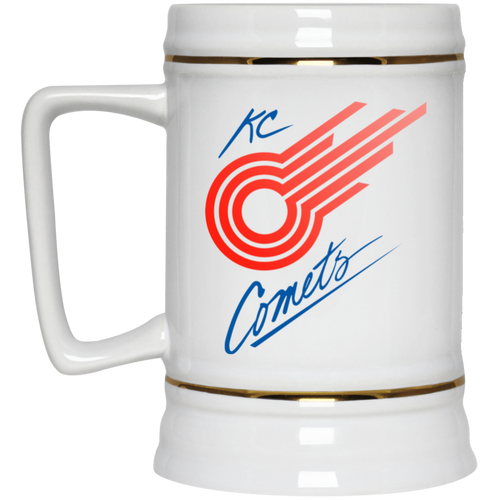 Kansas City Comets Beer Mug Stein Ceramic 22 Oz. Capacity MISL Soccer Team color White