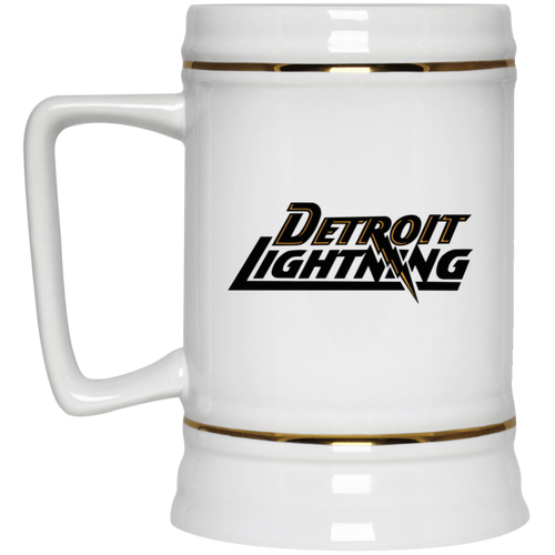Detroit Lightning Beer Mug Stein Ceramic 22 Oz. Capacity MISL Soccer Team color White