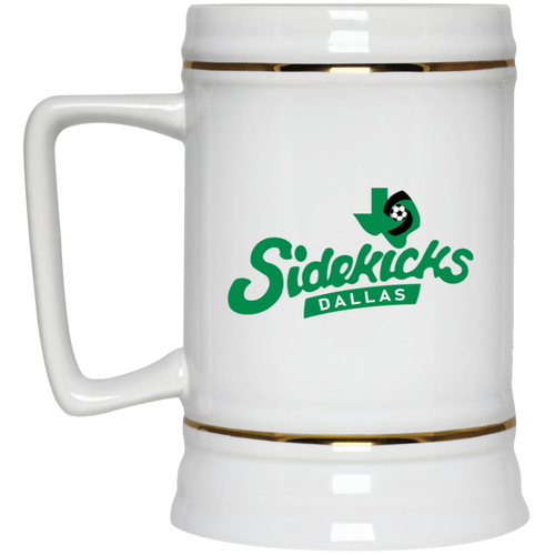 Dallas Sidekicks Beer Mug Stein Ceramic 22 Oz. Capacity MISL Soccer Team color White
