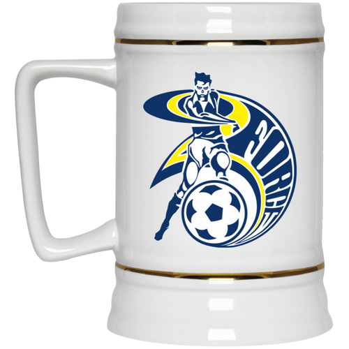 Cleveland Force Beer Mug Stein Ceramic 22 Oz. Capacity MISL Soccer Team color White