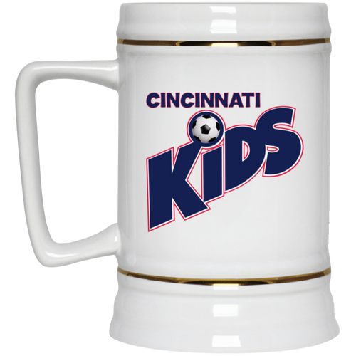 Cincinnati Kids Beer Mug Stein Ceramic 22 Oz. Capacity MISL Soccer Team color White
