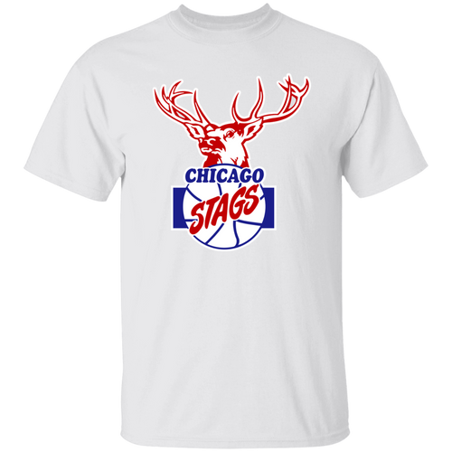 Chicago Stags T-shirt Tee Short Sleeve Cotton Shirt NBA Basketball Team Logo color White