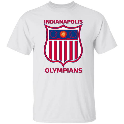 Indianapolis Olympians T-shirt Tee Short Sleeve Cotton Shirt NBA Basketball Team Logo color White