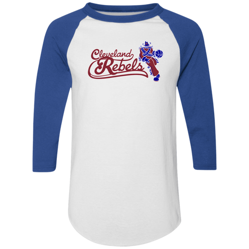 Cleveland Rebels Raglan Shirt 3/4 Sleeve NBA Basketball Team color White/Royal Blue