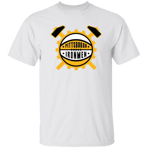 Pittsburgh Ironmen T-shirt Tee Short Sleeve Cotton Shirt NBA Basketball Team Logo color White