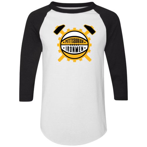 Pittsburgh Ironmen Raglan Shirt 3/4 Sleeve NBA Basketball Team color White/Black