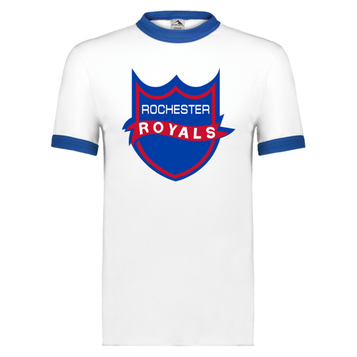 Rochester Royals T-shirt Short Sleeve Cotton Tee Shirt NBA Basketball Team color White/Royal Blue