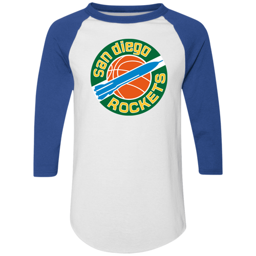 San Diego Rockets Raglan Shirt 3/4 Sleeve NBA Basketball Team color White/Royal Blue