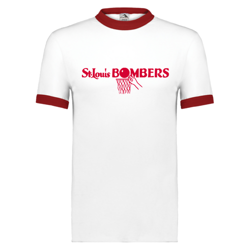 St. Louis Bombers T-shirt Short Sleeve Cotton Tee Shirt NBA Basketball Team color White/Red