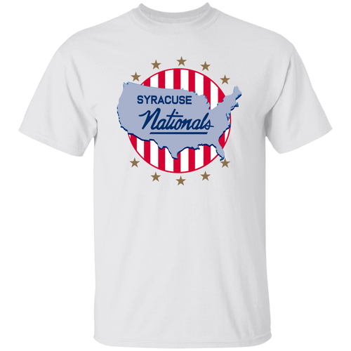 Syracuse Nationals T-shirt Short Sleeve Tee Shirt Cotton NBA Basketball Team color White