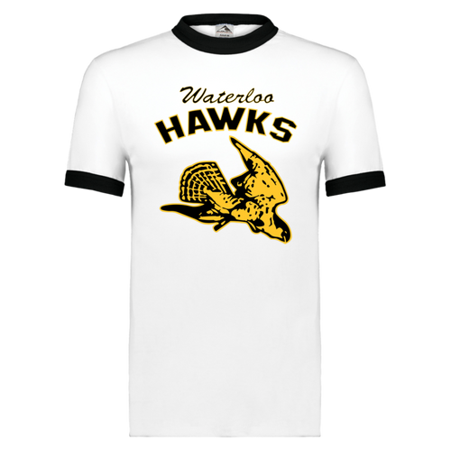 Waterloo Hawks T-shirt Short Sleeve Cotton Tee Shirt NBA Basketball Team color White/Black