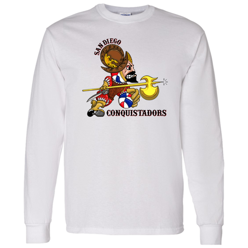 San Diego Conquistadors ABA Long Sleeve Shirt Classic American Basketball Association Team color White