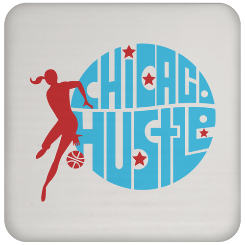 Chicago Hustle WBL Drink Coaster Table Pad Women's Pro Basketball League Team color White