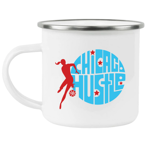 Chicago Hustle Camping Mug 12 oz. Enamel Women's Pro Basketball League Team color White