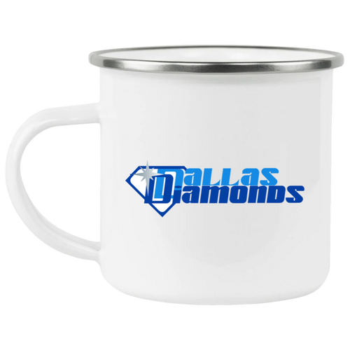 Dallas Diamonds Camping Mug 12 oz. Enamel Women's Pro Basketball League Team color White