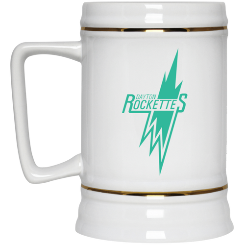 Dayton Rockettes WBL Beer Stein Mug Ceramic 22 Oz. Women's Professional Basketball League Team color White