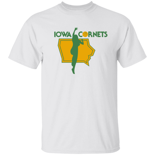 Iowa Cornets Tee Shirt Short Sleeve Cotton Womens Pro Basketball League Team color White