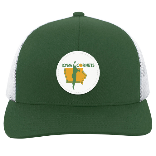 Iowa Cornets WBL Womens Pro Basketball League Team Trucker Cap color Dark Green/White