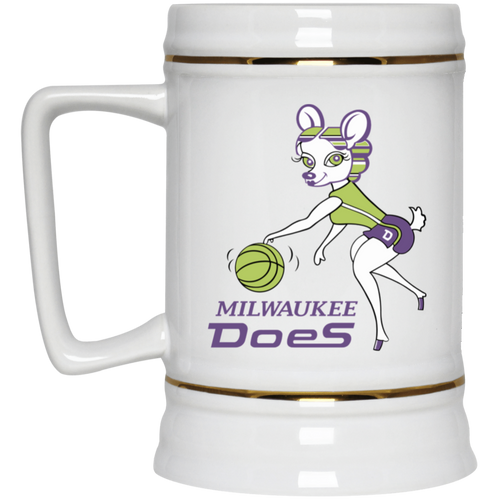 Milwaukee Does WBL Beer Stein 22 oz. Ceramic Women's Professional Basketball League Team color White