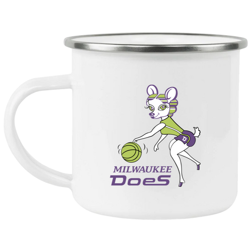 Milwaukee Does Camping Mug 12 oz. Enamel Women's Pro Basketball League Team color White