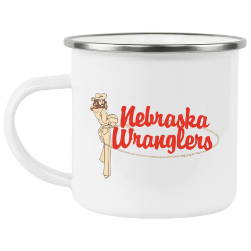 Nebraska Wranglers Camping Mug 12 oz. Enamel Women's Pro Basketball League Team color White