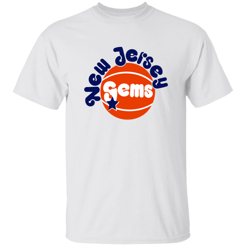 New Jersey Gems T-shirt Cotton WBL Womens Pro Basketball Team Tee color White