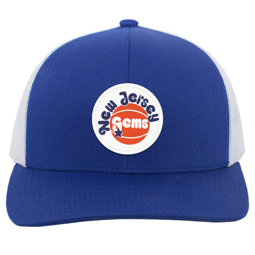 New Jersey Gems WBL Womens Pro Basketball League Team Trucker Cap color Royal Blue/White