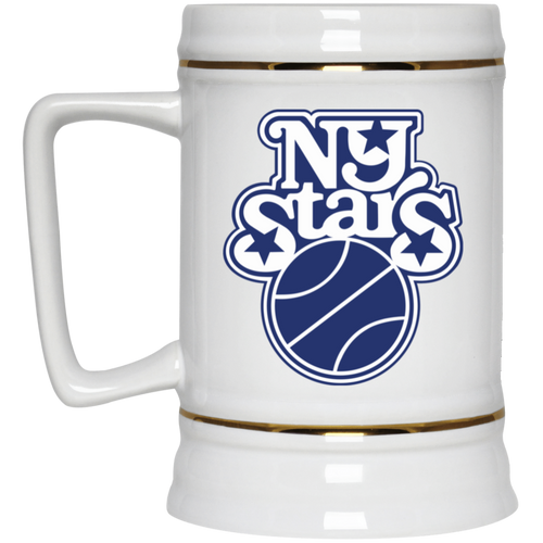 New York Stars Beer WBL Beer Stein Mug Ceramic 22 Oz. Women's Professional Basketball League Team color White