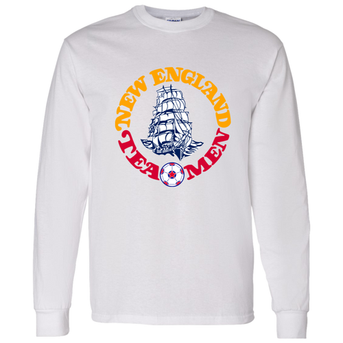 New England Tea Men NASL Long Sleeve Shirt Classic North American Soccer League Team color White