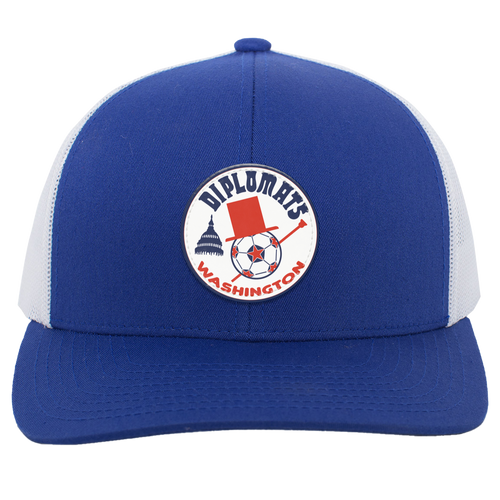 Washington Diplomats  Trucker Snapback Cap NASL Soccer Team color Royal Blue/White