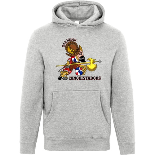 San Diego Conquistadors ABA Hoodie Pullover American Basketball Association color Heather Grey