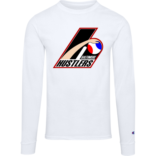 Baltimore Hustlers NBA Basketball Long Sleeve Shirt Top 100% Cotton Crewneck Team Logo color White
