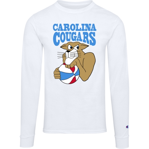 Carolina Cougars NBA Basketball Long Sleeve Shirt Top 100% Cotton Crewneck Team Logo color White