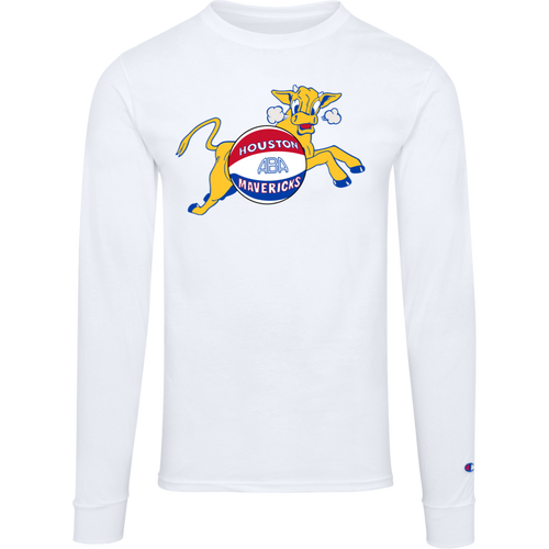 Houston Mavericks NBA Basketball Long Sleeve Shirt Top 100% Cotton Crewneck Team Logo color White