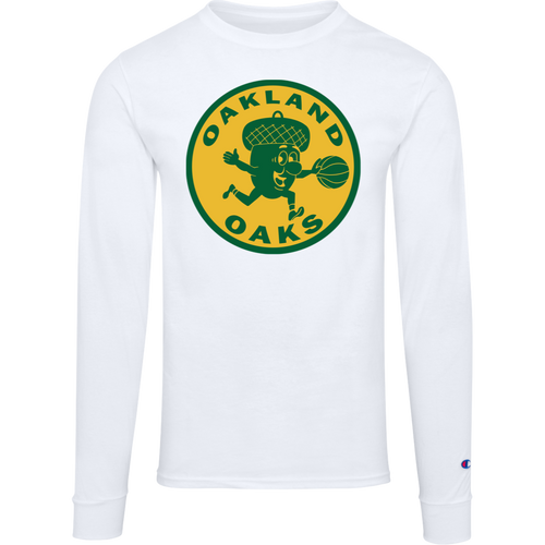 Oakland Oaks ABA Basketball Team Long Sleeve Shirt Crewneck 100% Cotton Fabric color White