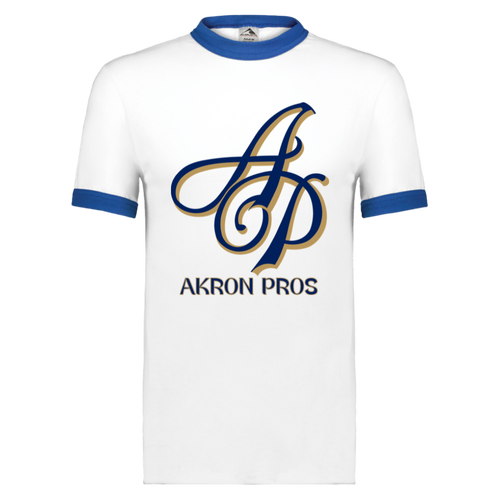 Akron Pros Ringer T-shirt NFL Football Team Logo color White/Royal Blue