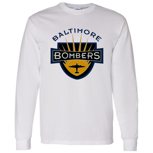 Baltimore Bombers Long Sleeve Shirt NFL Football Team Sports Fan Apparel color White