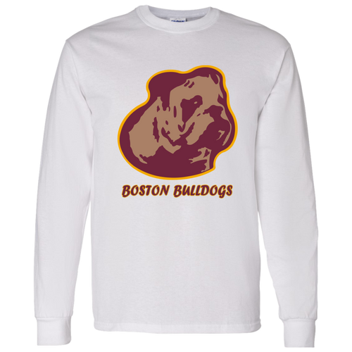 Boston Bulldogs Long Sleeve Shirt Classic NFL Football Team Fan Apparel color White