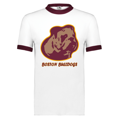 Boston Bulldogs Ringer T-shirt NFL Football Team Fan Apparel color White/Maroon