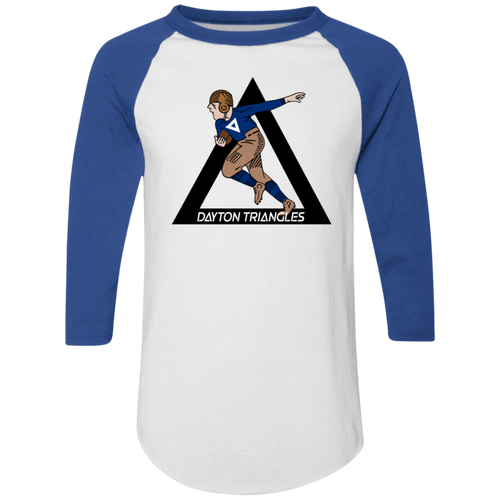 Dayton Triangles Raglan Shirt Colorblock NFL Football Team Fan Apparel color White/Royal Blue