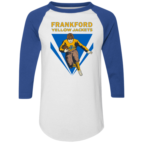 Frankford Yellow Jackets Raglan Shirt Colorblock NFL Football Team Fan Apparel color White/Royal Blue